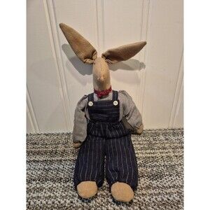 Vintage Primitive Decor Fabric Bunny Doll Country Easter Decor 18.5"